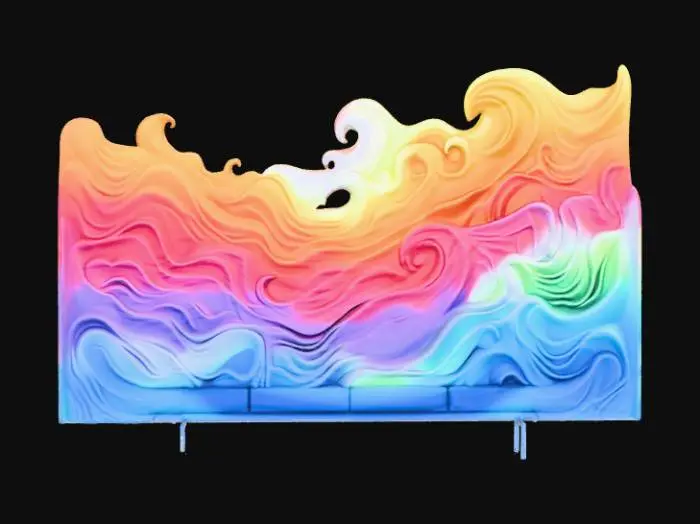 3D model for High detail, abstract, wall art, waves of color.