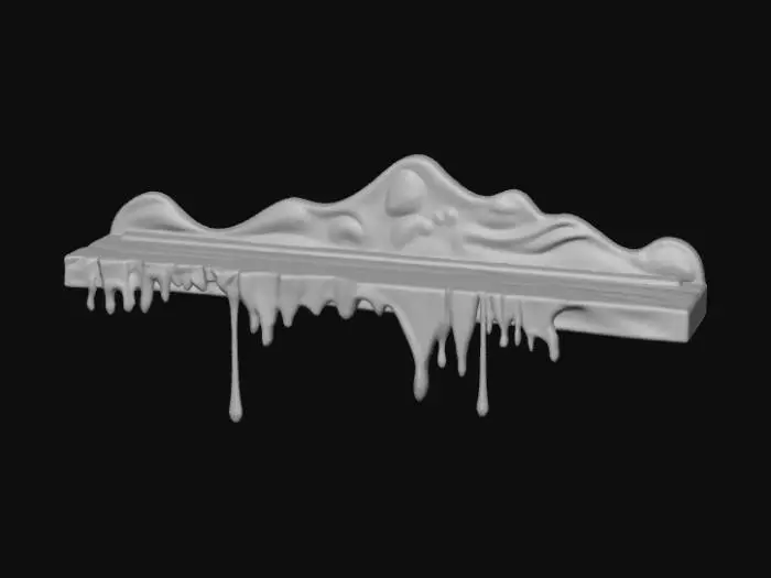 3D model for Smooth detail, wall shelf, designed like Dripping paint