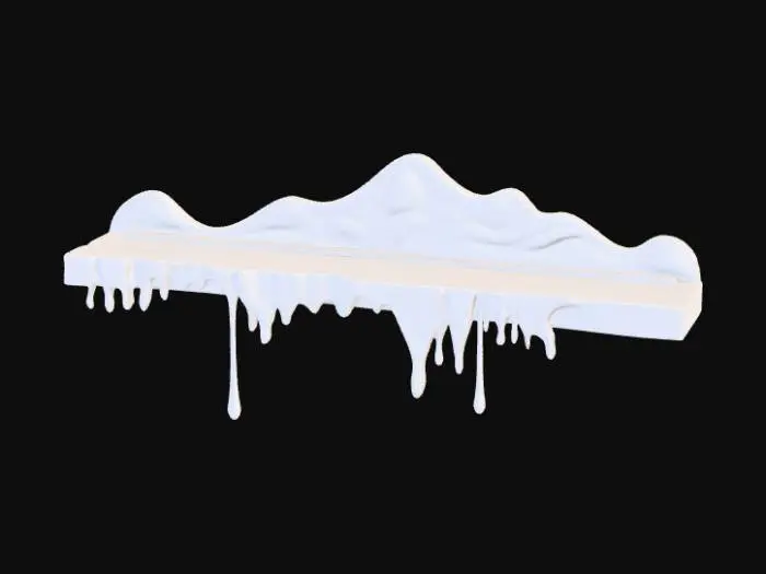 3D model for Smooth detail, wall shelf, designed like Dripping paint