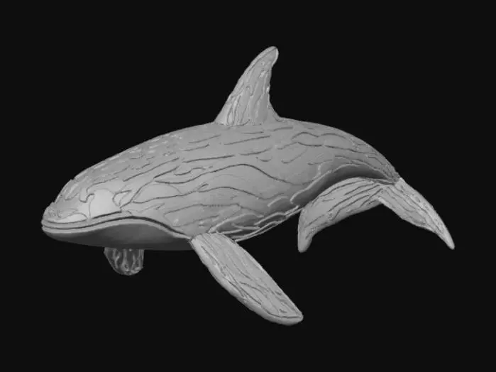 3D model for Stained glass, orca whale with ocean landscape, shaped in the form of a lamp shade, NO lamp