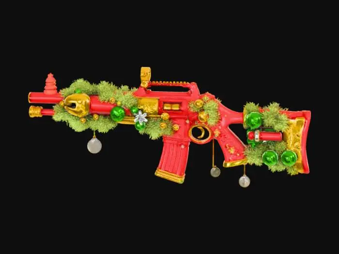 3D model for High detailed, abstract, extravagant, weapon, with Christmas Design.