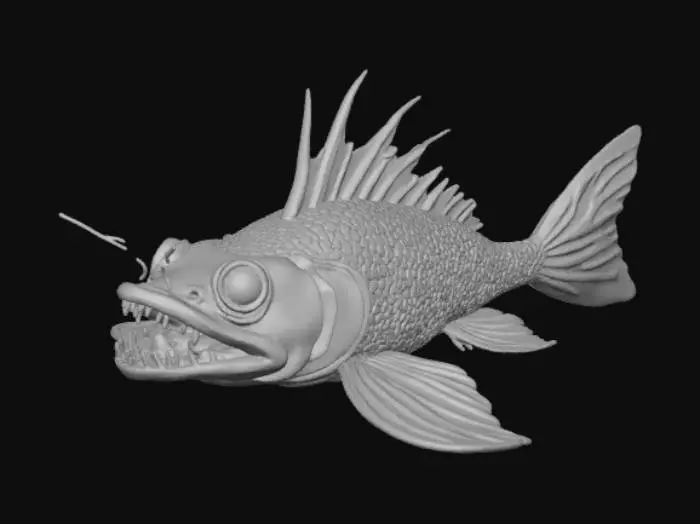3D model for High detail, anglerfish ornate pendant only, with no chain.