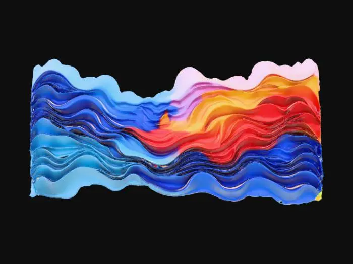 3D model for High detail, abstract, wall art, waves of color.