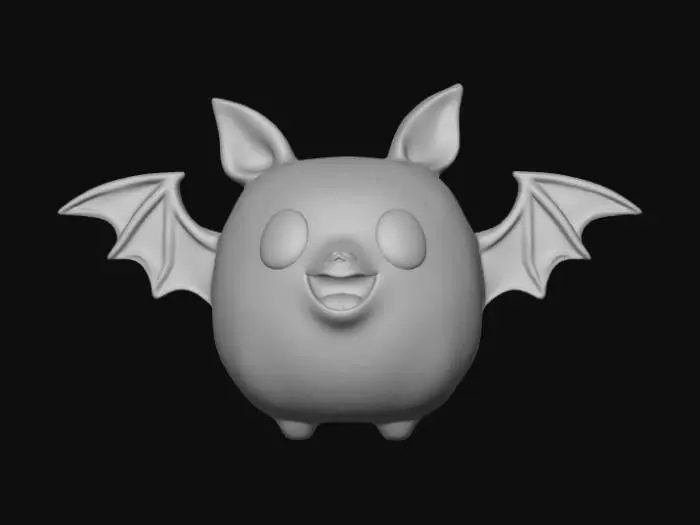 3D model for Low detail, ceramic mug, designed like a upside down kawaii bat
