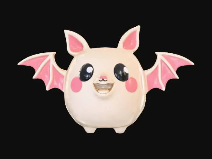 3D model for Low detail, ceramic mug, designed like a upside down kawaii bat