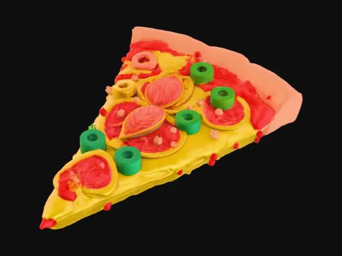 3D model for High detail, extravagant, abstract, a slice of pizza