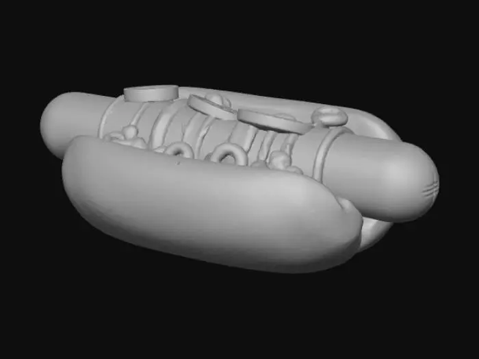3D model for High detail, extravagant, abstract, hotdog