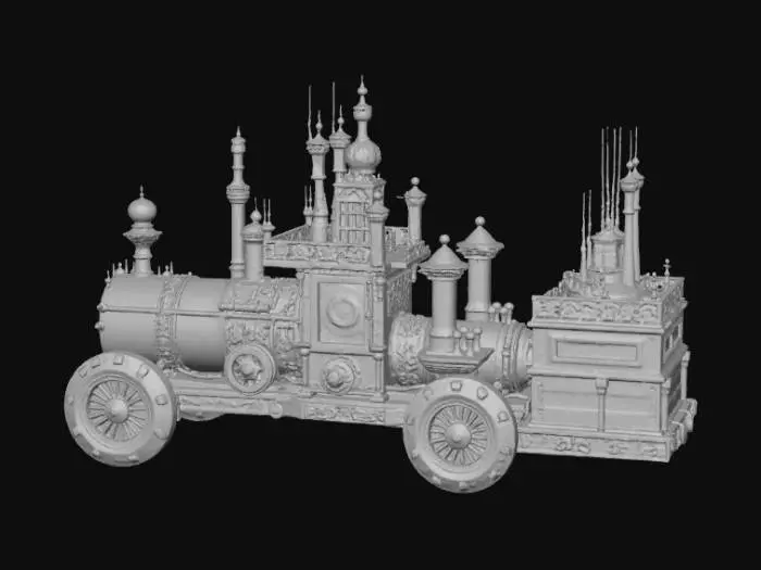 3D model for High detail, gothic, clockwork, extravagant, vehicle