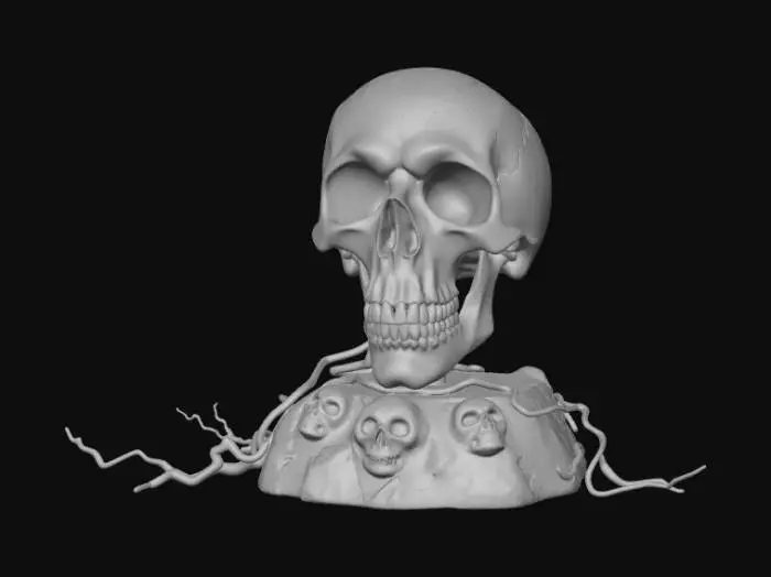 3D model for High detail, extravagant, tabletop horror decoration, with extravagant horror base and backdrop.