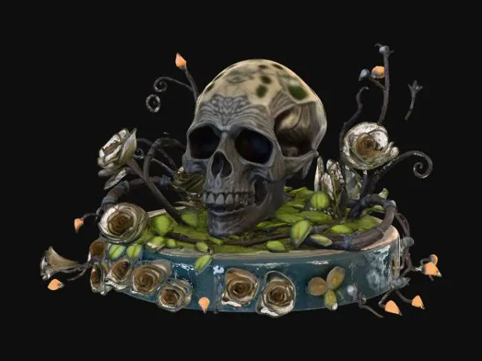 3D model for High detail, extravagant, tabletop horror decoration, with extravagant horror base and backdrop.