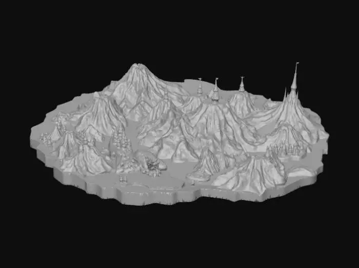 3D model for Abstract, embossed map of fantastical lands.