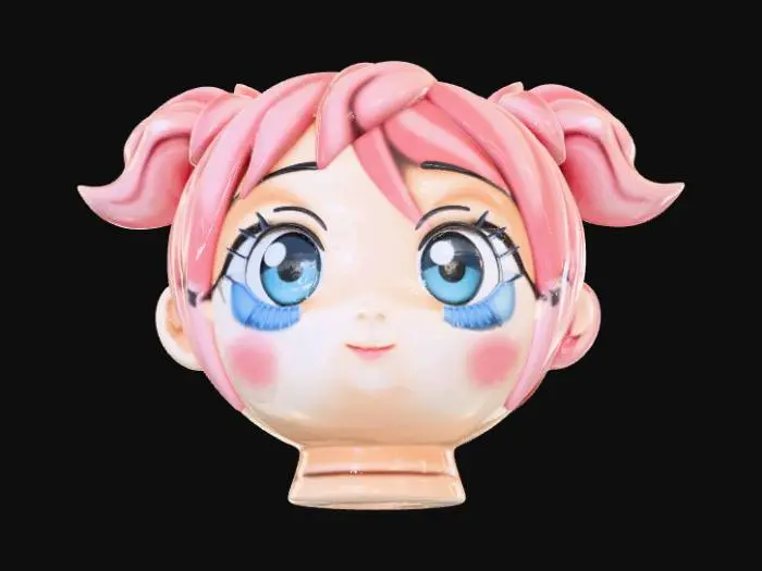 3D model for High detail, bowl, designed like an Anime girls head