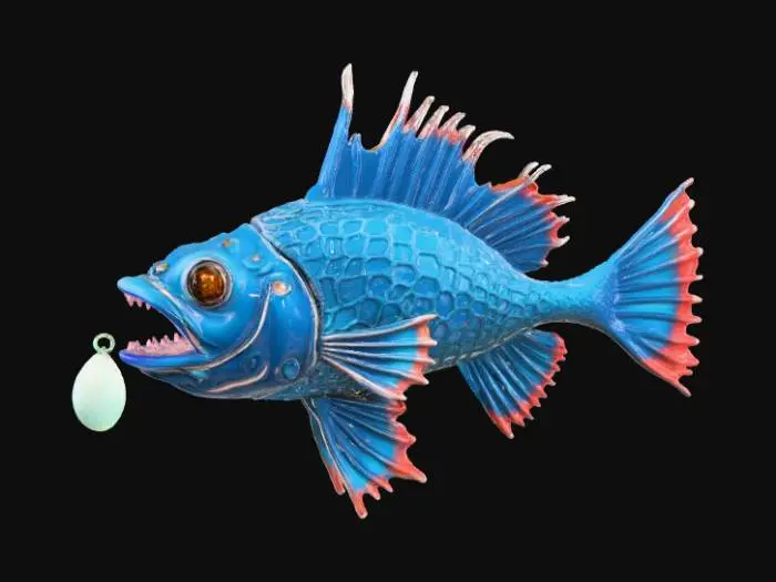 3D model for High detail, anglerfish ornate pendant only, with no chain.