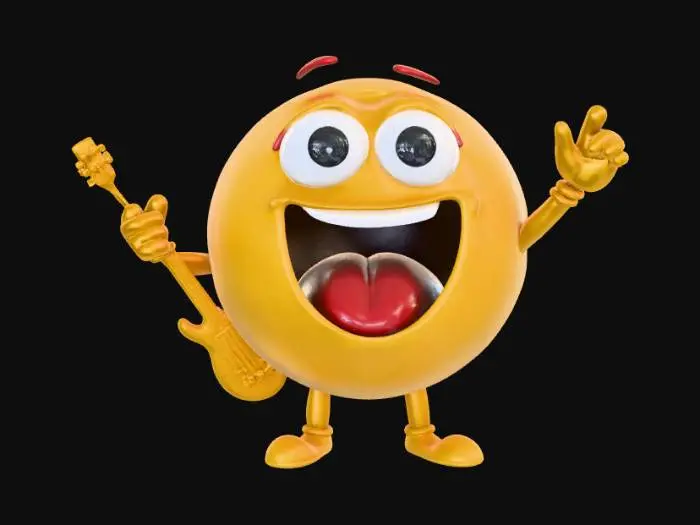 3D model for Abstract detail, but simple, air guitar emoticon