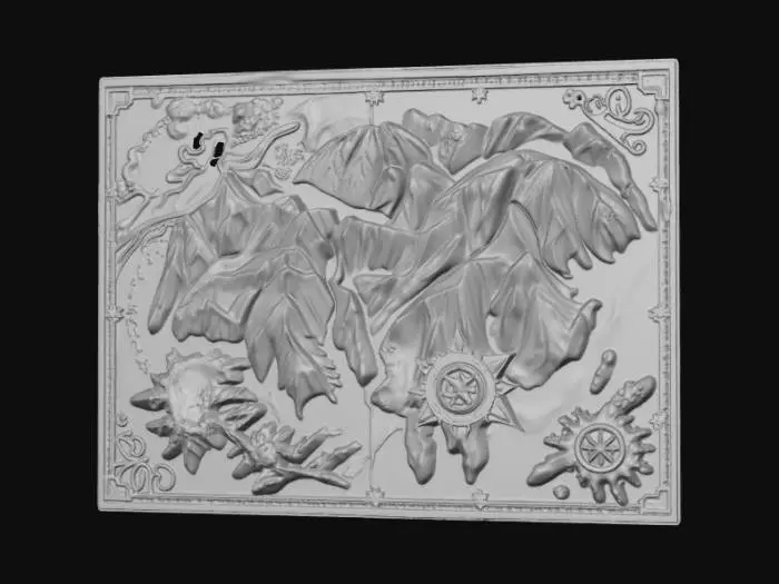 3D model for Abstract, embossed map of fantastical lands.