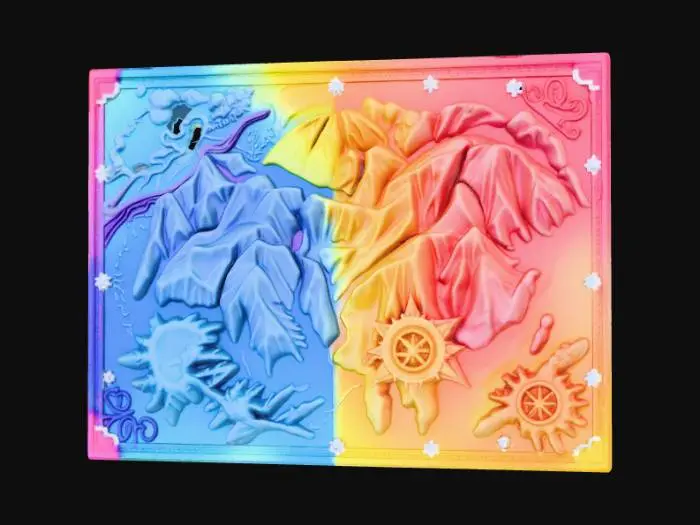3D model for Abstract, embossed map of fantastical lands.