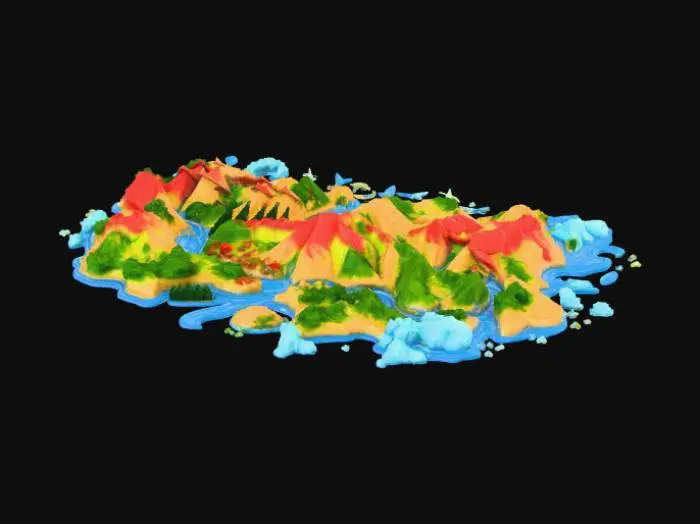 3D model for Abstract, embossed map of fantastical lands.