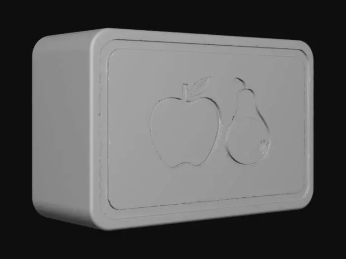3D model for Smooth detail, cutting board, with engraved detail of scared fruit