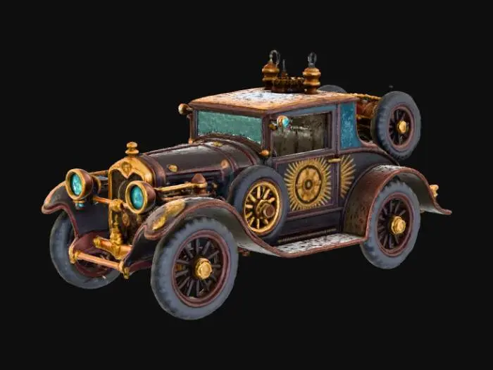 3D model for High detail, gothic, clockwork, extravagant, vehicle