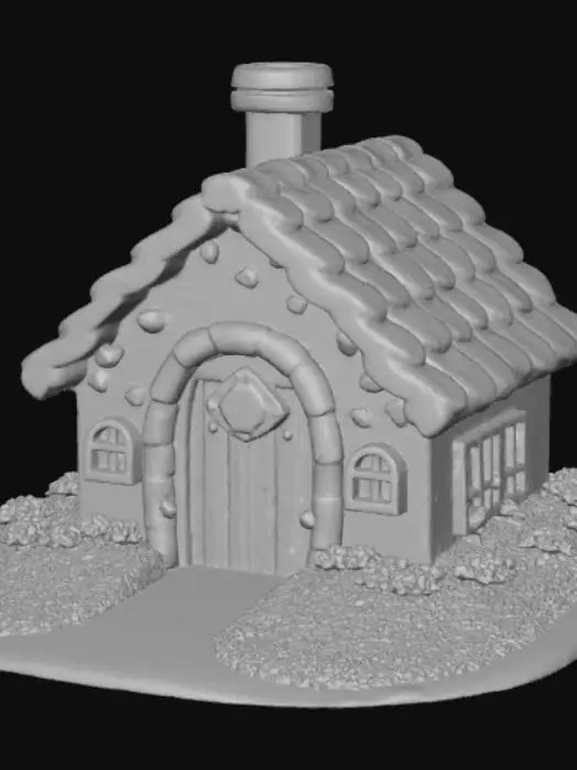 3D model for High detail, candy land theme, detailed landscape, with a candy themed house.