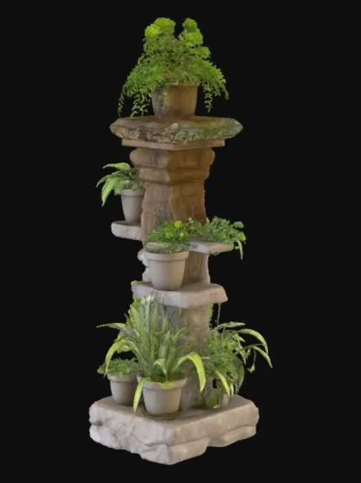 3D model for High detail, Rocky Pillar, multi plant stand.