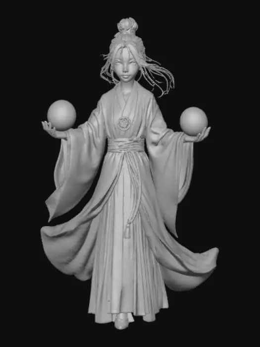3D model for High detail, anime style, spirit summoning
