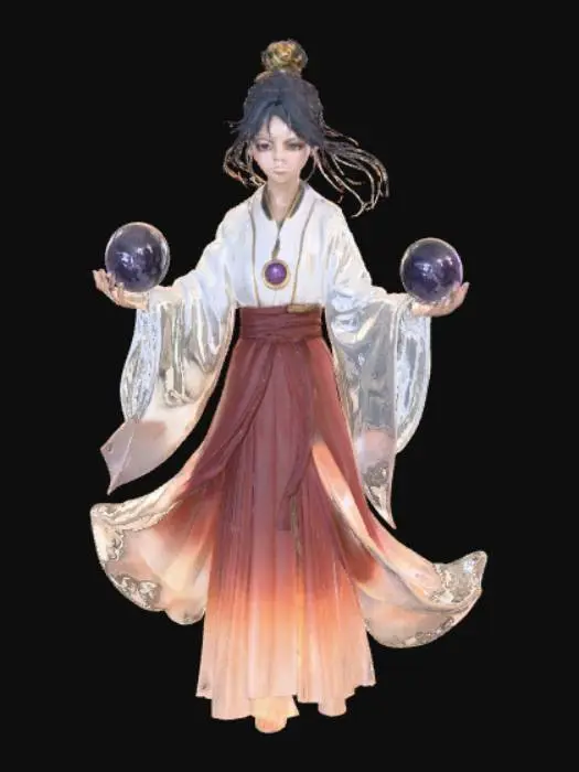 3D model for High detail, anime style, spirit summoning