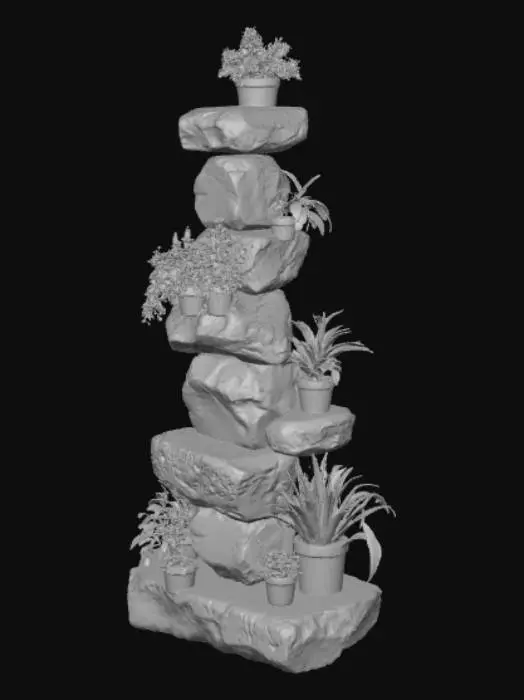 3D model for High detail, Rocky Pillar, multi plant stand.