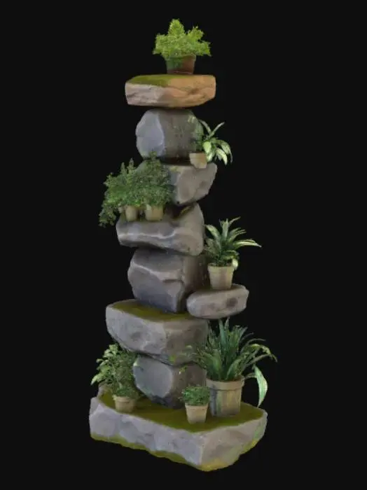 3D model for High detail, Rocky Pillar, multi plant stand.