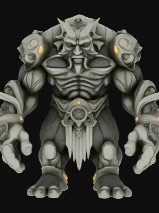 3D model for High detail, abstract, mythical golem.