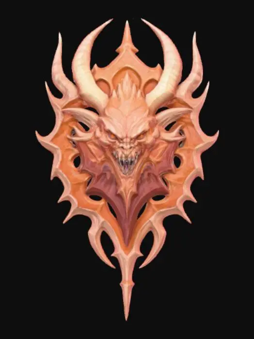 3D model for High detail, abstract, monster crest insignia