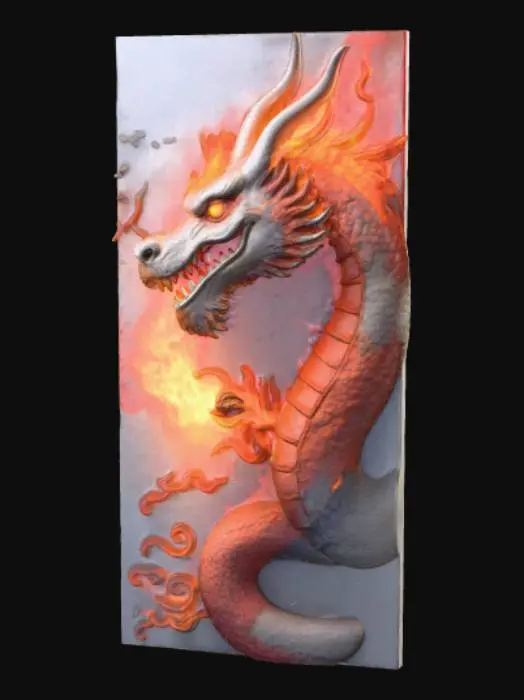 3D model for Low detail, 2d flat, embossed, fire breath