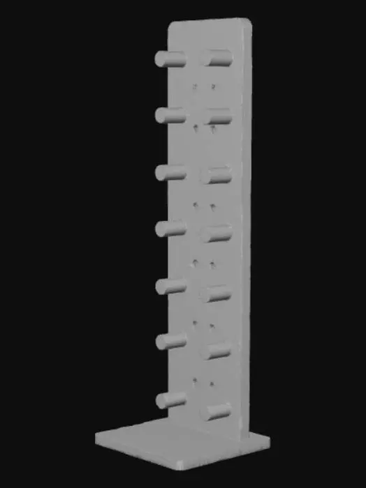3D model for High detail, tall peg board stand. Containing 10 pegs.