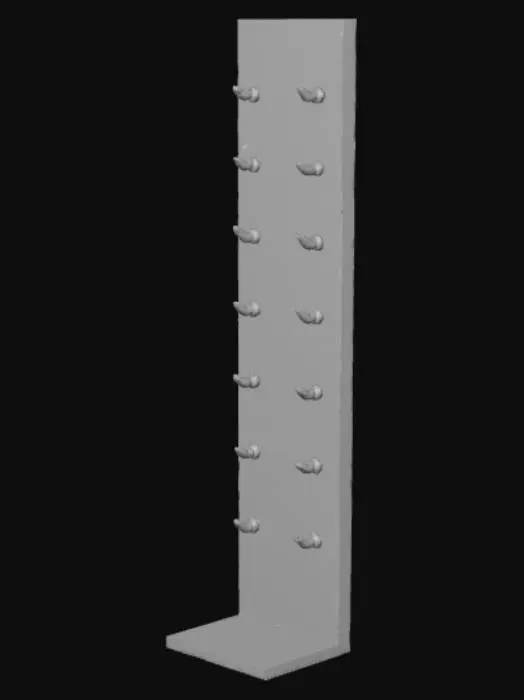 3D model for High detail, tall peg board stand. Containing 10 pegs.