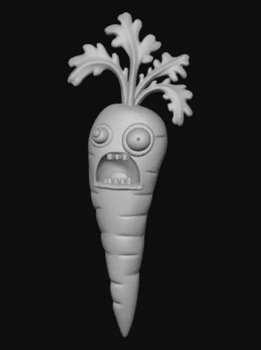 3D model for High detail,  cartoon, Zombie vegetable, coming out of the ground.
