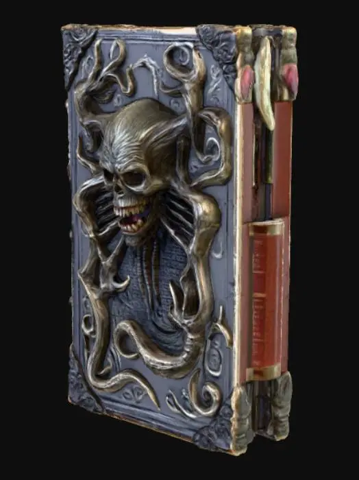 3D model for High detail, embossed, creepy, monster book