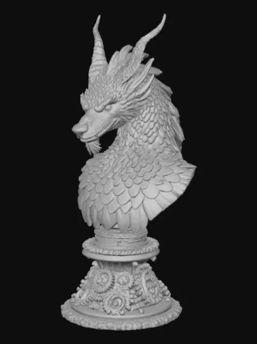 3D model for High detail, steam punk, animal bust, on pedestal.