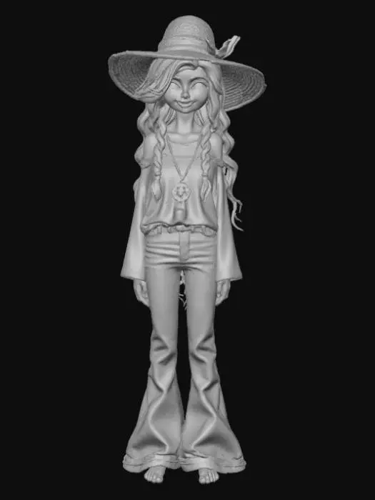3D model for High detail, hippie girl