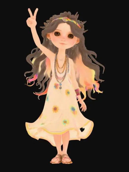 3D model for High detail, hippie girl