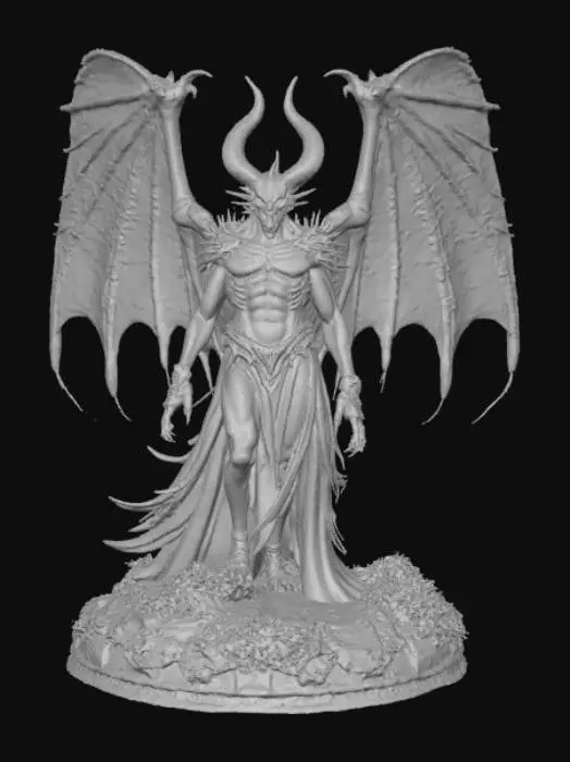 3D model for High detail, unholy, demon lord, with wings.