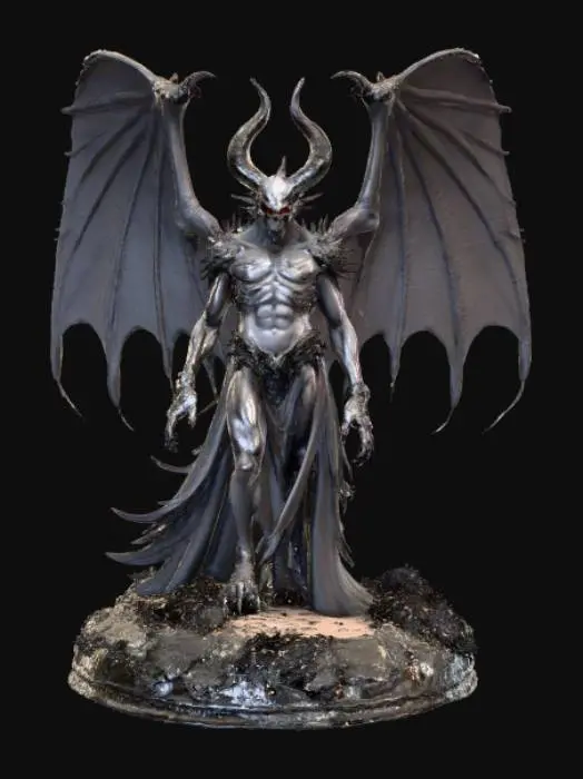 3D model for High detail, unholy, demon lord, with wings.