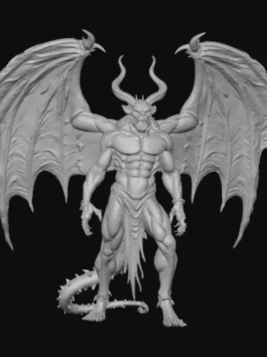 3D model for High detail, unholy, demon lord, with wings.