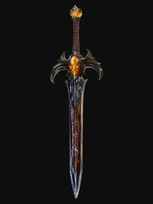 3D model for High detail, magical, high detailed weapon, with monster crest.