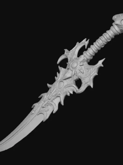 3D model for High detail, magical, high detailed weapon, with monster crest.