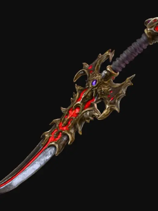 3D model for High detail, magical, high detailed weapon, with monster crest.