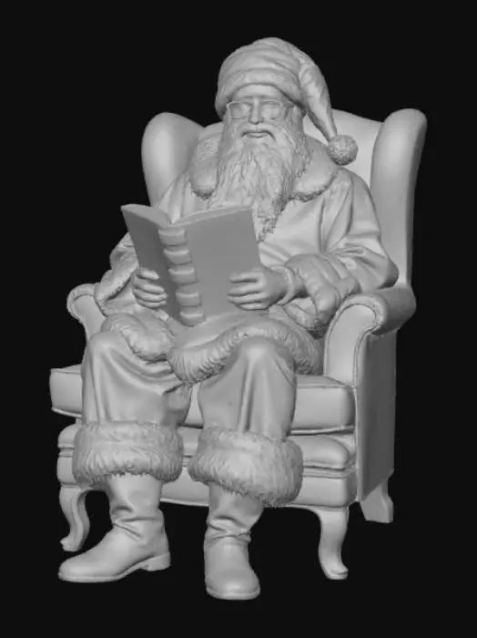 3D model for High detail, santa reading his naughty and nice list.