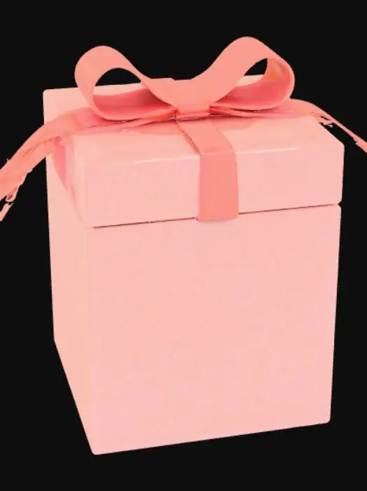 3D model for High detail, square container, with a seperated square lid, with a bow on it.