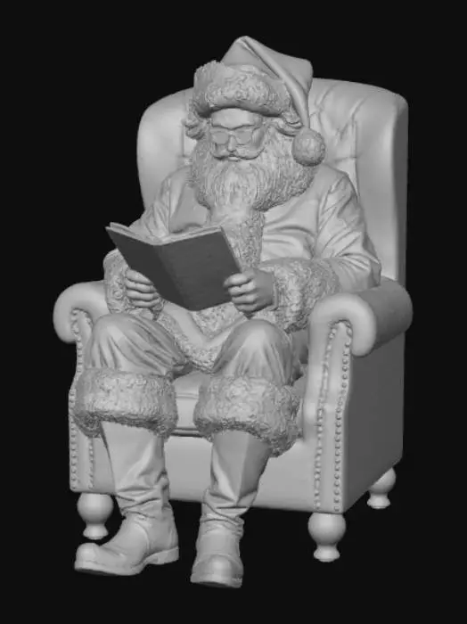 3D model for High detail, santa reading his naughty and nice list.