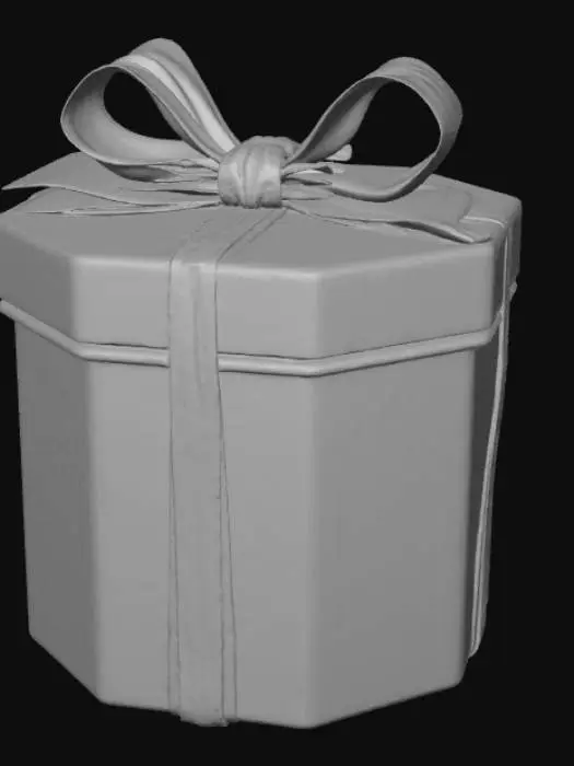 3D model for High detail, square container, with a seperated square lid, with a bow on it.