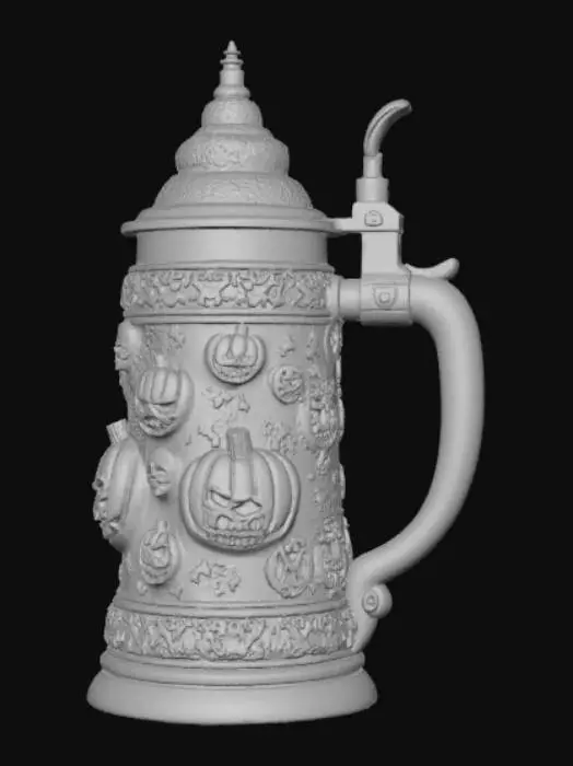 3D model for High detail, stein, with embossed halloween details.